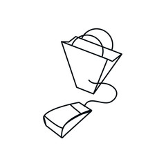 shopping bag with mouse device isolated icon