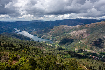 Fototapeta na wymiar The viewpoint pedra bela in the Peneda Geres National Park, north of Portugal.