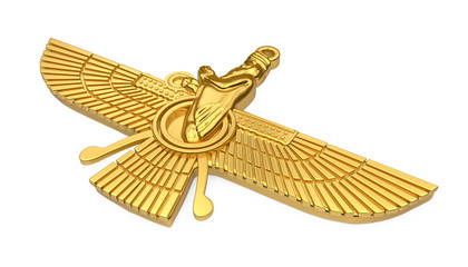 Golden Faravahar Symbol Isolated