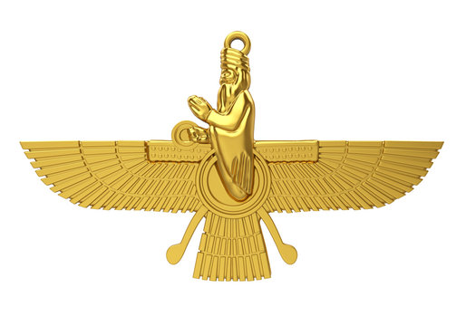 Golden Faravahar Symbol Isolated
