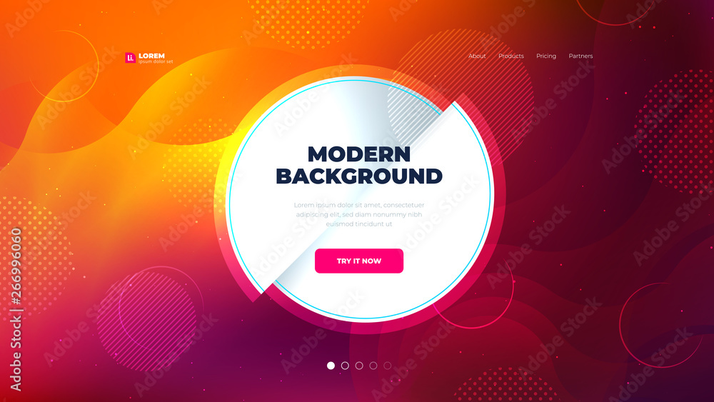 Wall mural liquid color background design for landing page site. fluid gradient circle shape composition. futur