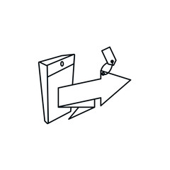 smartphone device with arrow and tag commercial