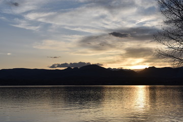 sunset over the lake