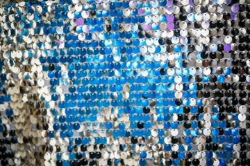 Fototapeta premium Silver and blue background mosaic. With light spots and stars
