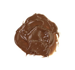 Melted hot chocolate. Drop isolated on white background. Hot melted chocolate pouring isolated on white background, with clipping path