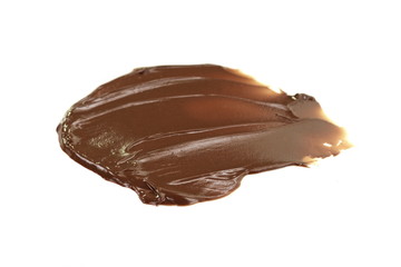 Melted hot chocolate. Drop isolated on white background. Hot melted chocolate pouring isolated on white background, with clipping path