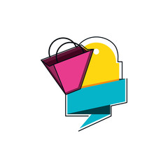 shopping bag with ribbon isolated icon