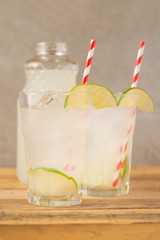 Cold lemonade, lime, cooling drink, summer mood, cocktail with ice