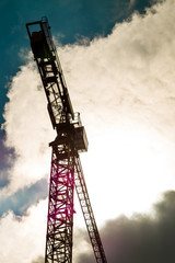 Isolated Crane with the beautiful cloudy background