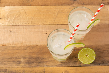 Cold lemonade, lime, cooling drink, summer mood, cocktail with ice