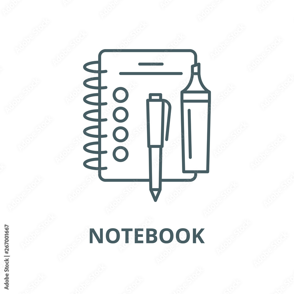 Poster notebook vector line icon, outline concept, linear sign