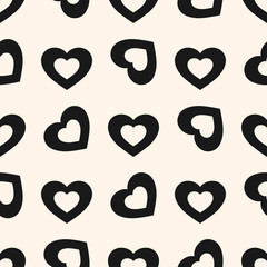 Valentines day background. Vector seamless pattern with rotated hollow hearts