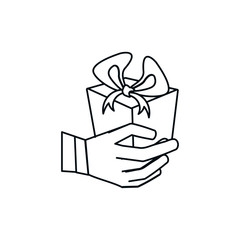 hand with gift box present