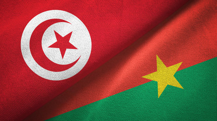 Tunisia and Burkina Faso two flags textile cloth, fabric texture 