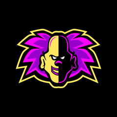 CLOWN HEAD ESPORT LOGO GAMING MASCOT OR TWITCH