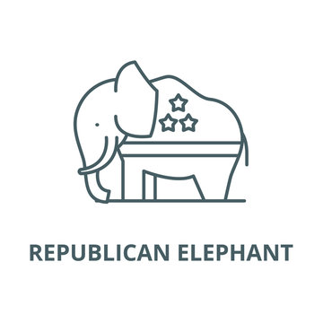 Republican elephant vector line icon, outline concept, linear sign