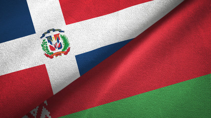 Dominican Republic and Belarus two flags textile cloth, fabric texture 