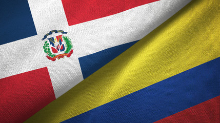 Dominican Republic and Colombia two flags textile cloth, fabric texture