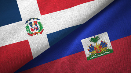 Dominican Republic and Haiti two flags textile cloth, fabric texture