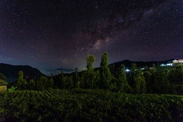 Beautiful milky Way at Probolinggo village, indonesia at night