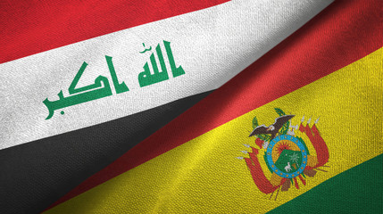 Iraq and Bolivia two flags textile cloth, fabric texture 