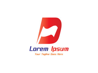 D letter with flag logo design