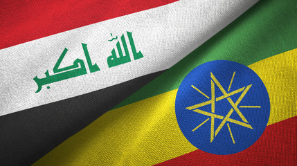 Iraq and Ethiopia two flags textile cloth, fabric texture