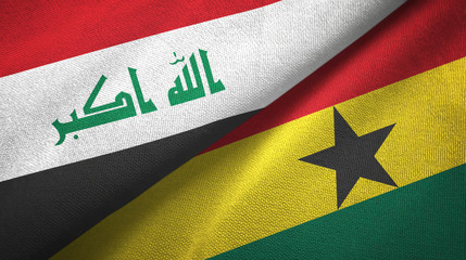 Iraq and Ghana two flags textile cloth, fabric texture