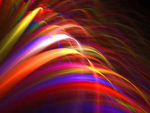 Psychedelic Plumy of Paradise Bird Alkonost - Mystic Vision - Abstract Fractal Bright Feathery Background 