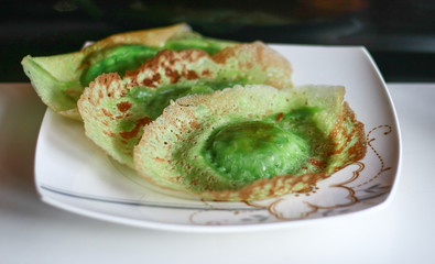 Ape cake or serabi Jakarta on white background. 