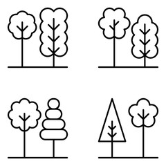 Tree Vector Line Icon Set