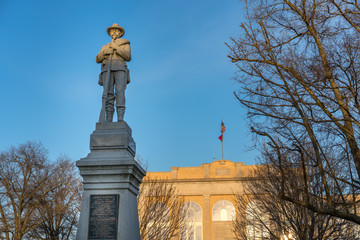 Confederate statue downtown Bentonville, Northwest Arkansas, Statue of confederate soldier James H...