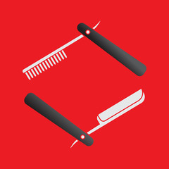 razor and hairbrush illustration, from thin lines