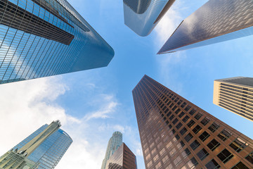 Obraz na płótnie Canvas Downtown Los Angeles skyscrapers at sunny day.