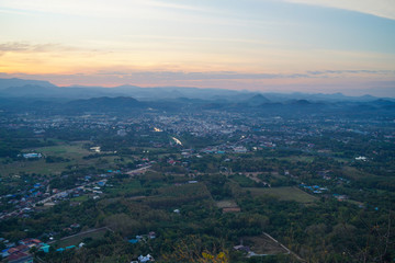aerial view of city from top of mountain