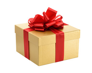 Golden gift box isolated on a white background