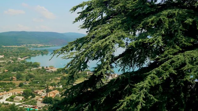 BRACCIANO, Italy Castello Orsini Odescalchi, exterior, lake. 4k