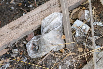 Plastic waste on the surface.Waste in environment.