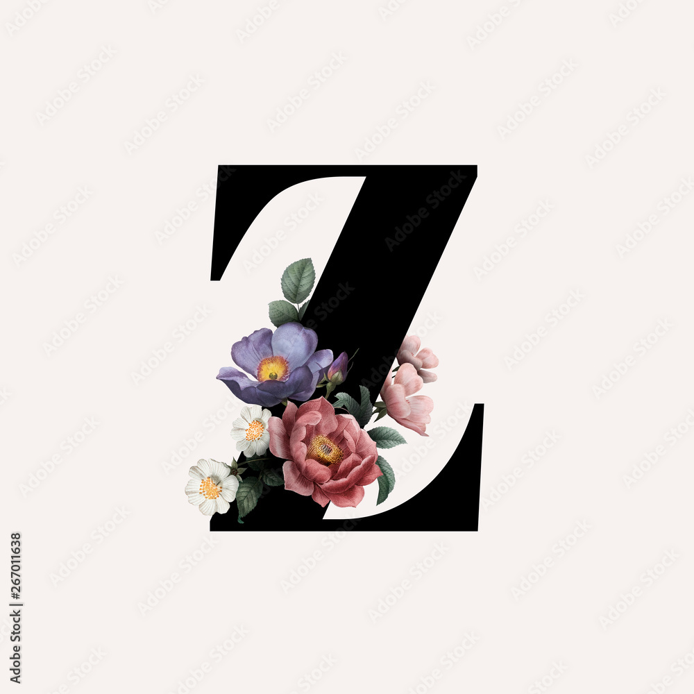 Wall mural floral letter z font