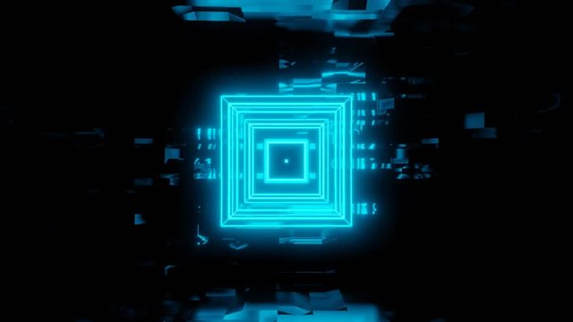 Blue Wireframe With Abstract Reflection In Background (vjloop) In 60fps And 4k