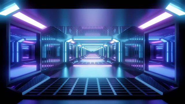 Blue Tunnel with reflection (vjloop background) in 4k and 60fps