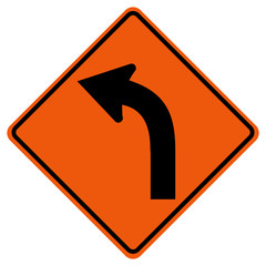 Curved Left Traffic Road Sign, Vector Illustration, Isolate On White Background,Symbols, Icon. EPS10