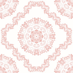 Classic seamless pattern. Damask orient light pink ornament. Classic vintage background