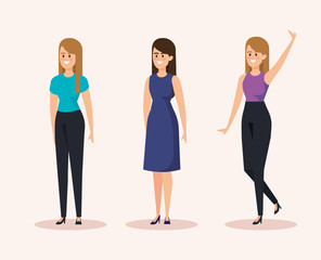 Fototapeta premium set of happy women with casual clothes and hairstyle