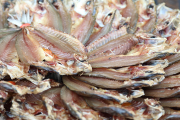 dried fish, raw food in market
