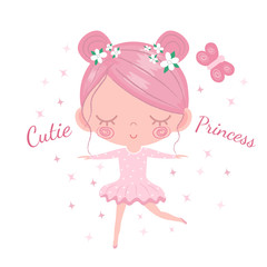 Obraz na płótnie Canvas Princess Cutie Ballerina girls vector illustration.Kids fashion artworks, children books, prints