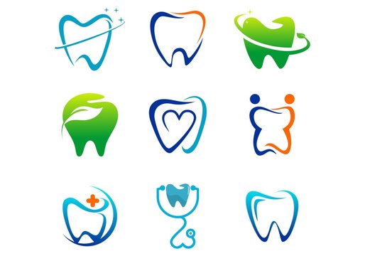 Set of dental Tooth, dentist logo