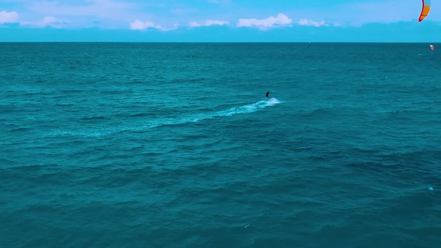 Kite surfer surfing in the Atlantic ocean.