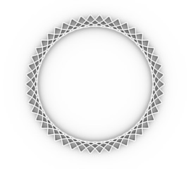Vintage frame with ornament of lines and curls. Abstract template. Round shape. 3D rendering