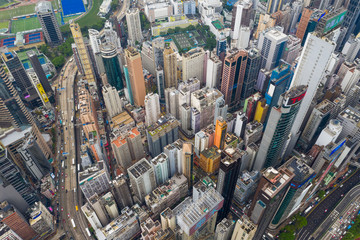Fototapeta na wymiar top view of Hong Kong city